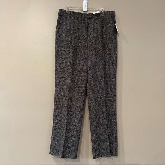NWT Sag Harbor English Tweed High Rise Wide Leg Trousers Black Sz‎ 14 - Picture 1 of 12